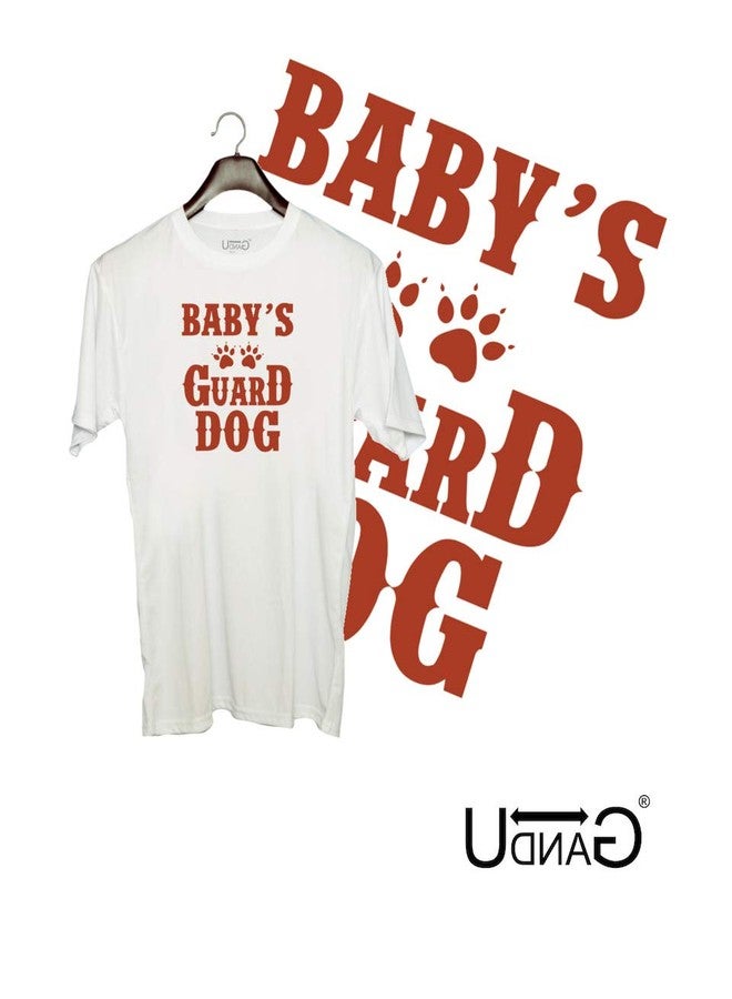 UDNAG Unisex Round Neck Graphic 'Dogs | Baby's Guard Dog' Polyester T-Shirt White [Size 2YrsOld/22in to 7XL/56in] - Image 2